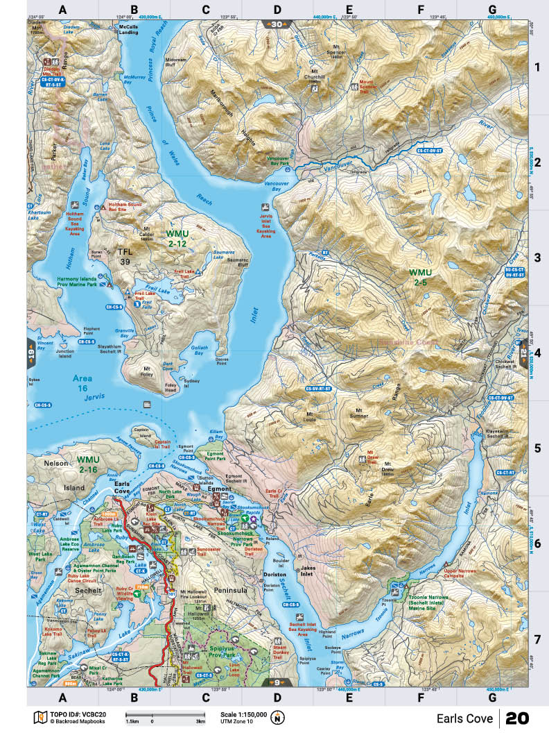 VCBC20 Wall Map - Earls Cove - Backroad Maps