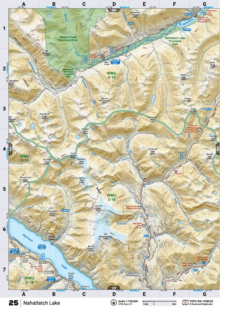 VCBC25 Wall Map - Nahatlatch Lake - Backroad Maps