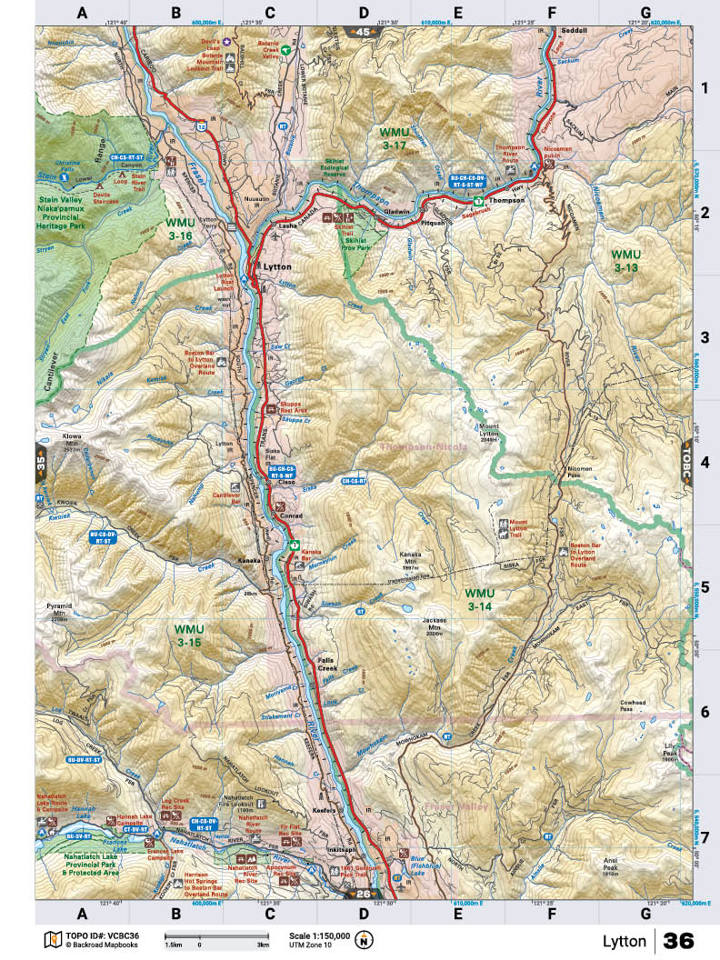 VCBC36 TOPO Map - Lytton - Backroad Maps