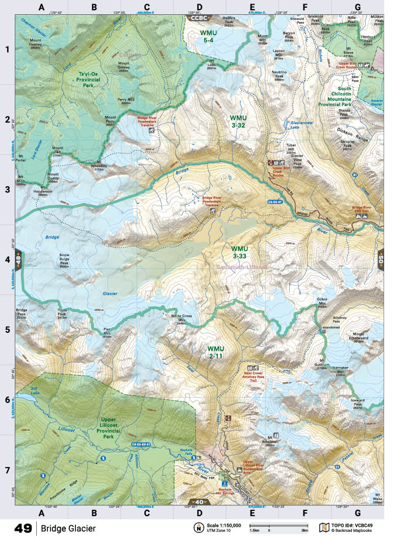 VCBC49 Wall Map - Bridge Glacier - Backroad Maps