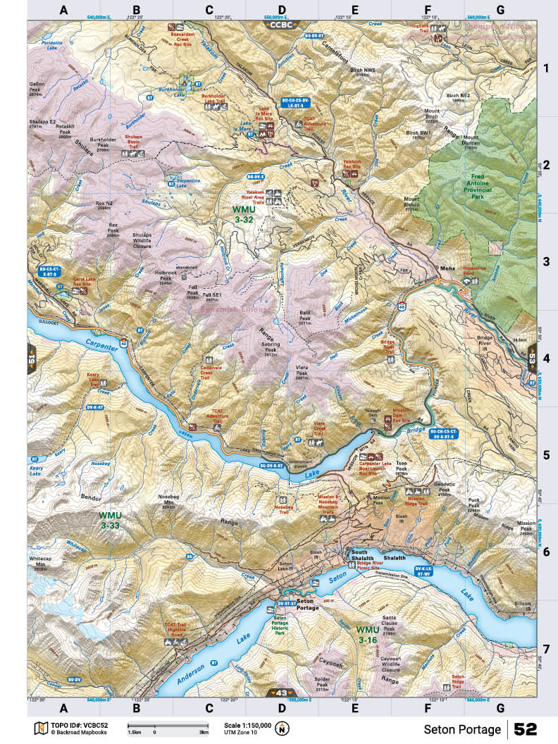 VCBC52 TOPO Map - Seton Portage - Backroad Maps