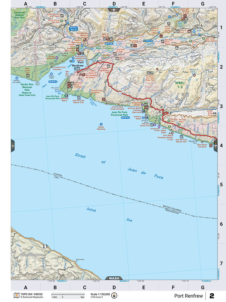 VIBC02 TOPO Map - Port Renfrew - Backroad Maps