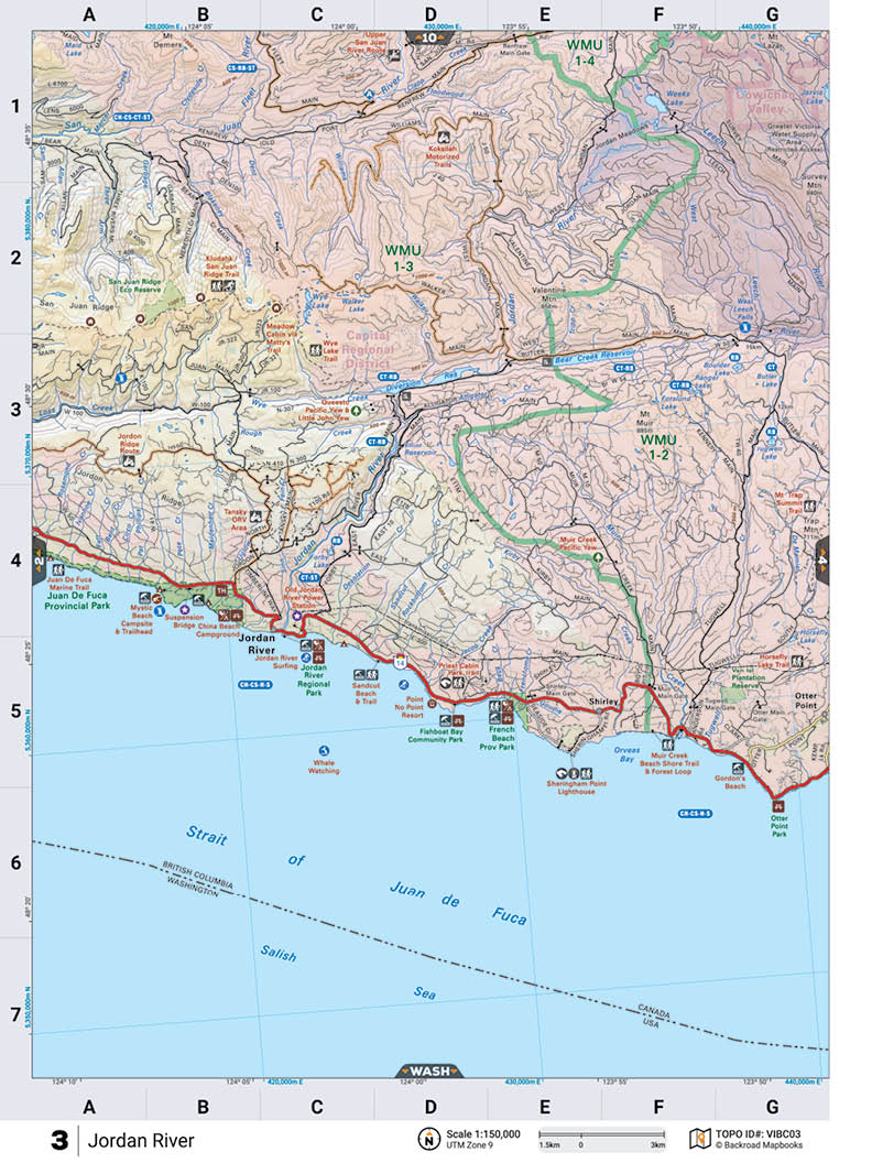 VIBC03 Wall Map - Jordan River - Backroad Maps