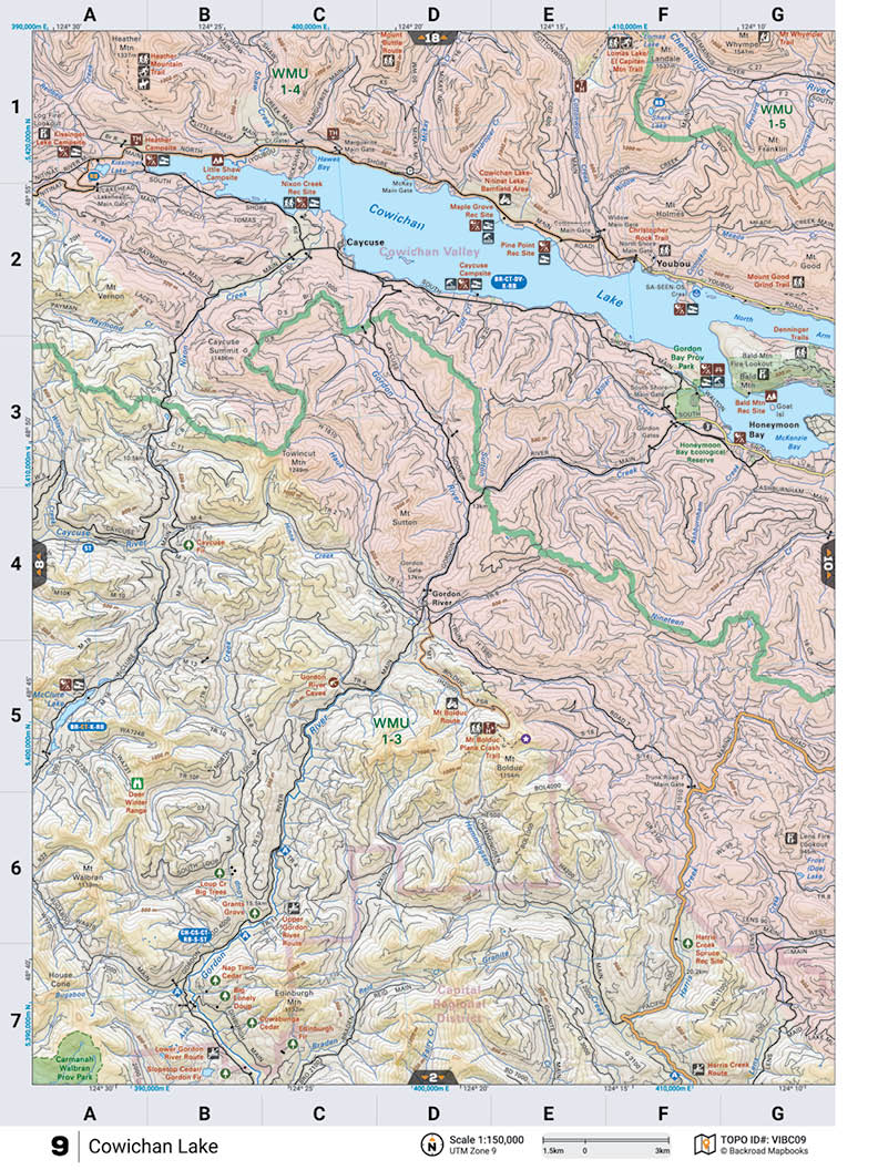 VIBC09 TOPO Map - Cowichan Lake - Backroad Maps