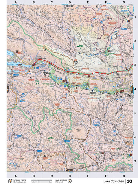 VIBC10 Wall Map - Lake Cowichan - Backroad Maps