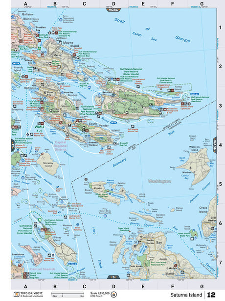VIBC12 Wall Map - Saturna Island - Backroad Maps