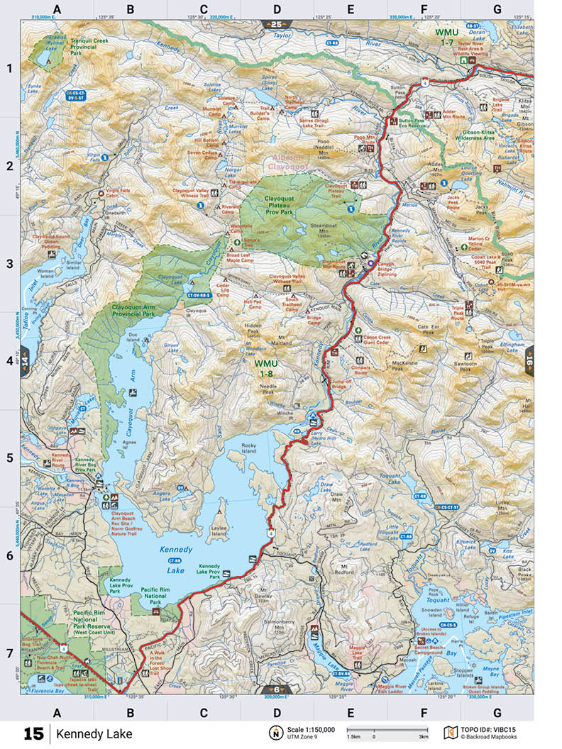VIBC15 TOPO Map - Kennedy Lake - Backroad Maps