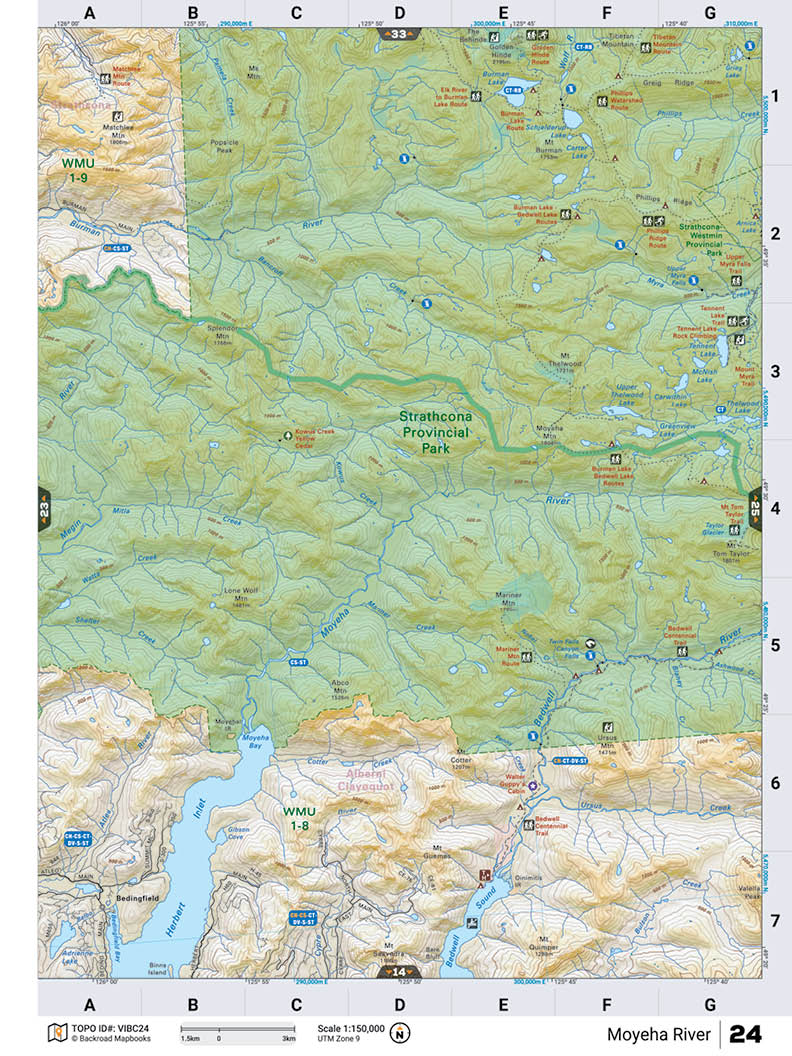 VIBC24 Wall Map - Moyeha River - Backroad Maps