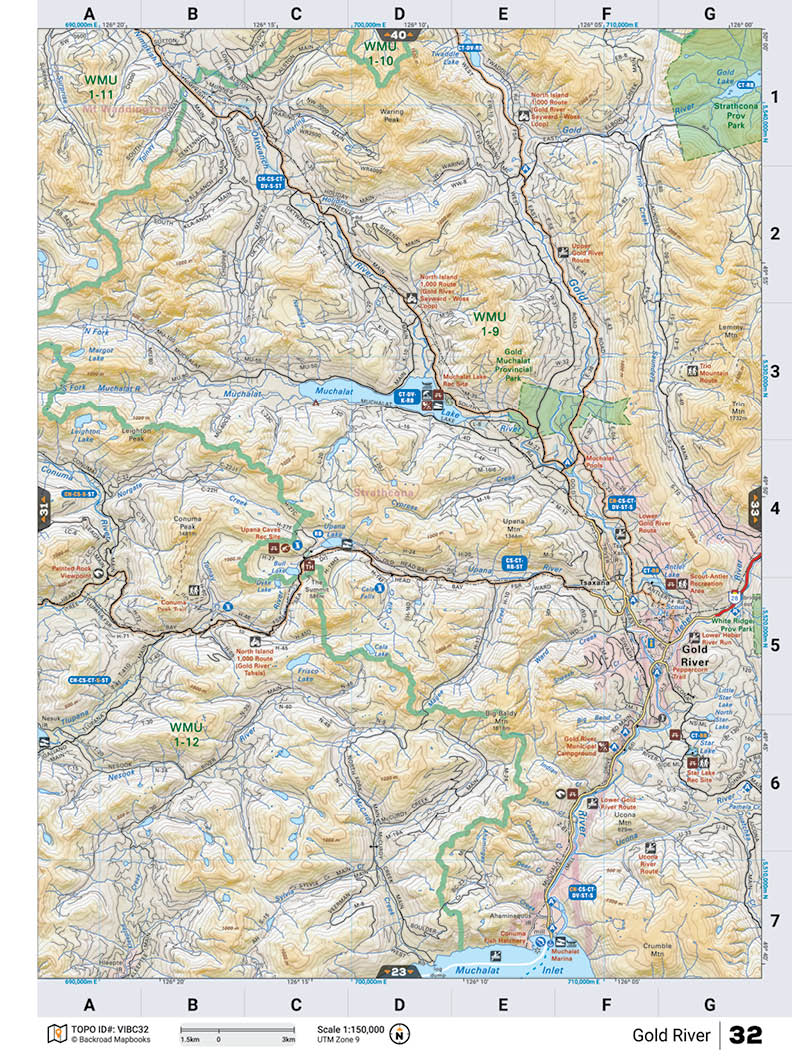 VIBC32 Wall Map - Gold River - Backroad Maps