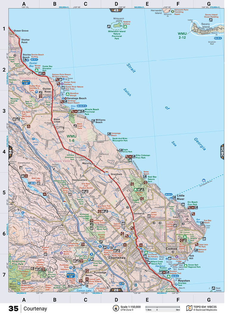 VIBC35 Wall Map - Courtenay - Backroad Maps