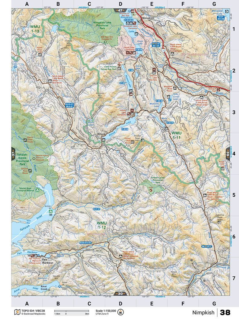 VIBC38 Wall Map - Nimpkish - Backroad Maps