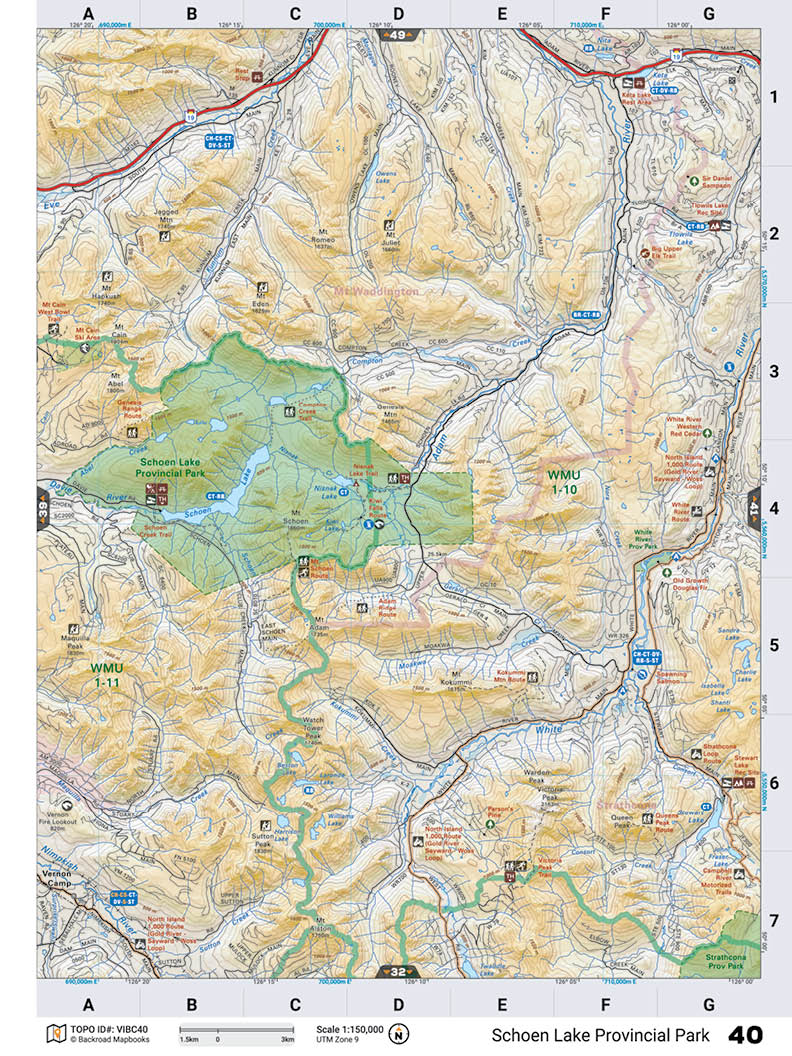 VIBC40 TOPO Map - Schoen Lake Provincial Park - Backroad Maps
