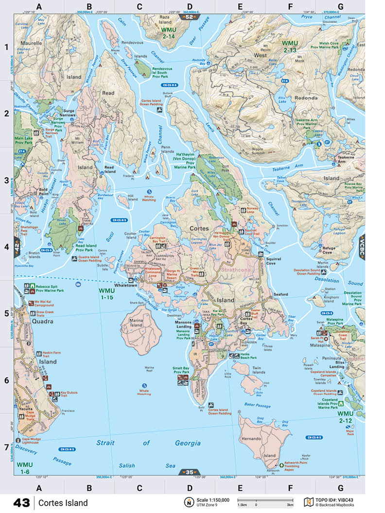VIBC43 TOPO Map - Cortes Island - Backroad Maps