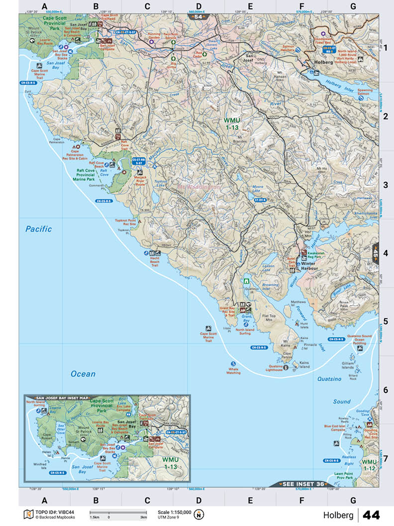 VIBC44 Wall Map - Holberg - Backroad Maps