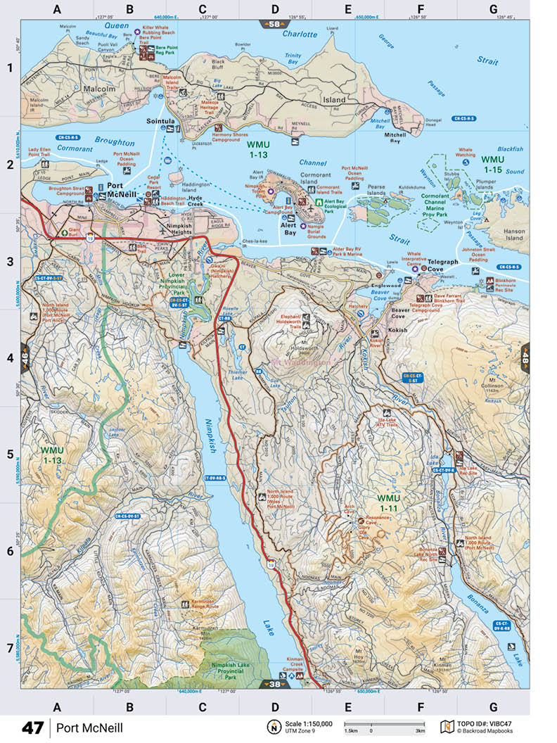 VIBC47 Wall Map - Port McNeill - Backroad Maps
