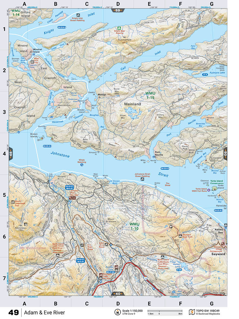 VIBC49 Wall Map - Adam And Eve River - Backroad Maps