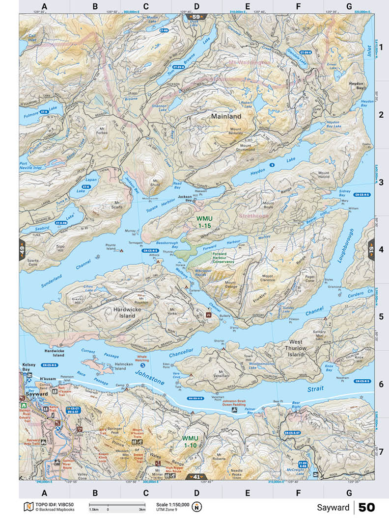 VIBC50 Wall Map - Sayward - Backroad Maps