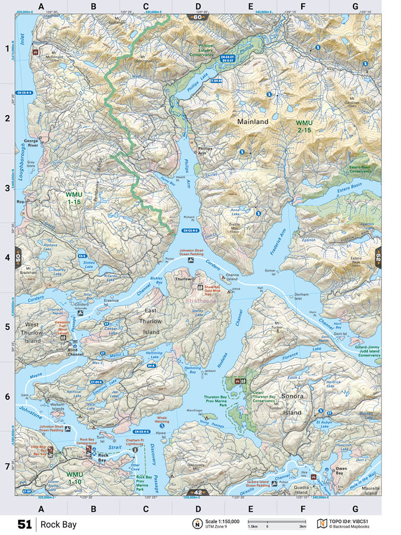 VIBC51 Wall Map - Rock Bay - Backroad Maps