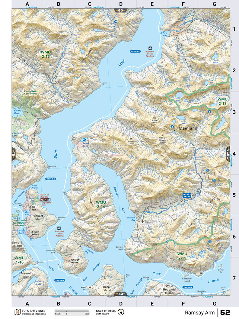 VIBC52 TOPO Map - Ramsay Arm - Backroad Maps