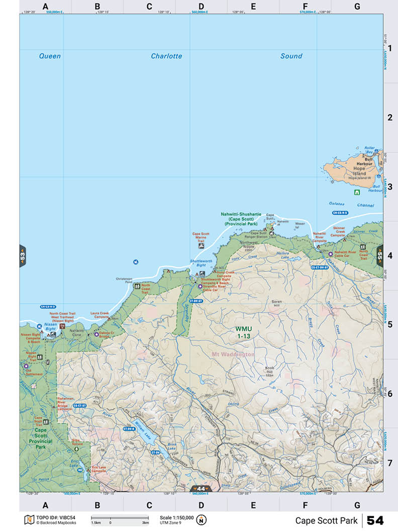 VIBC54 TOPO Map - Cape Scott Park - Backroad Maps