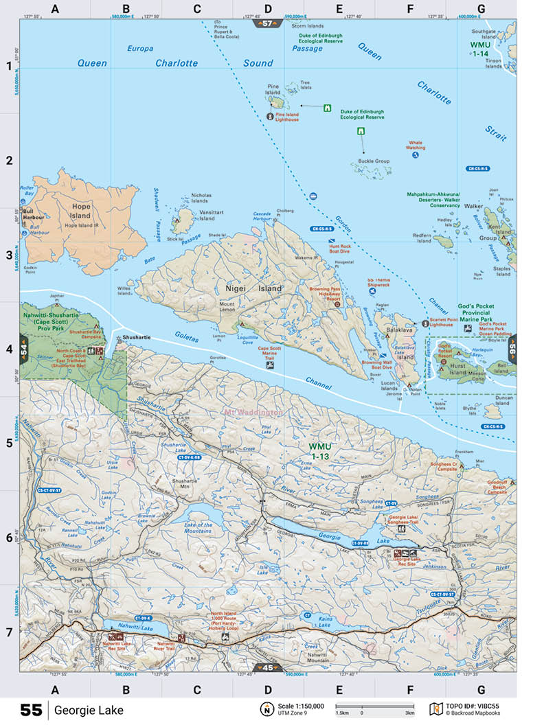 VIBC55 Wall Map - Georgie Lake - Backroad Maps