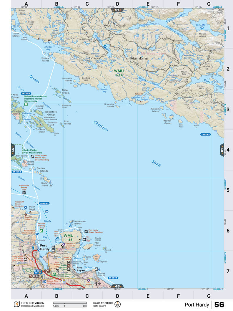 VIBC56 TOPO Map - Port Hardy - Backroad Maps
