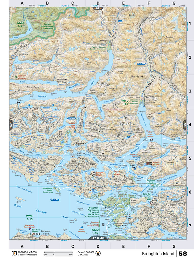 VIBC58 Wall Map - Broughton Island - Backroad Maps
