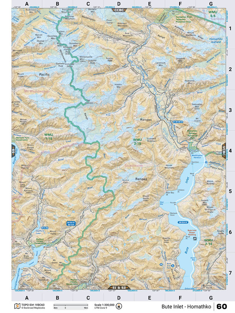 VIBC60 Wall Map - Bute Inlet - Backroad Maps