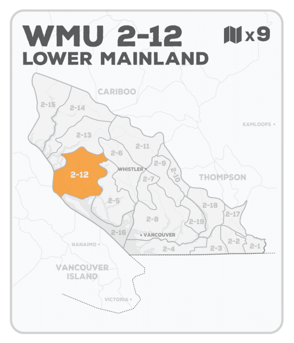 WMU 2-12 Hunting Bundle - Lower Mainland Region BC (9 maps) - Hunting Bundle