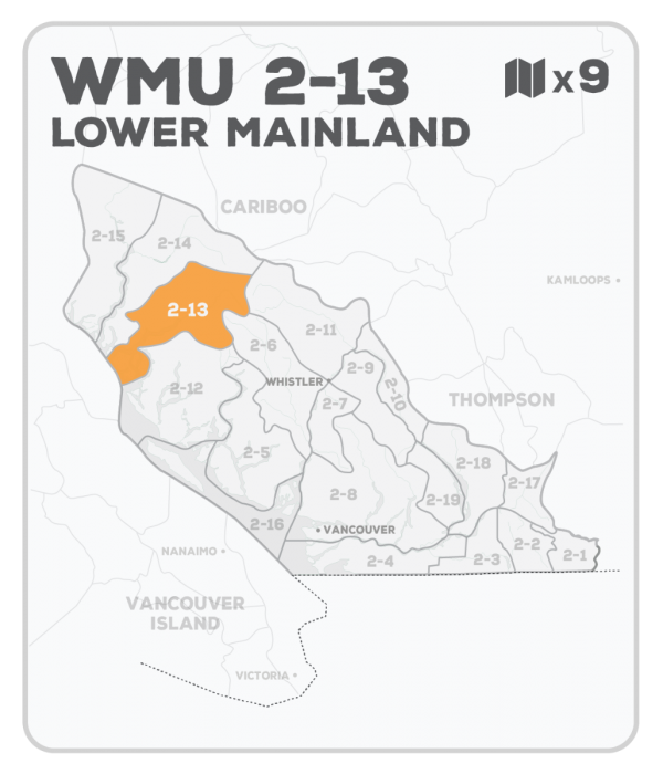 WMU 2-13 Hunting Bundle - Lower Mainland Region BC (9 maps) - Hunting Bundle