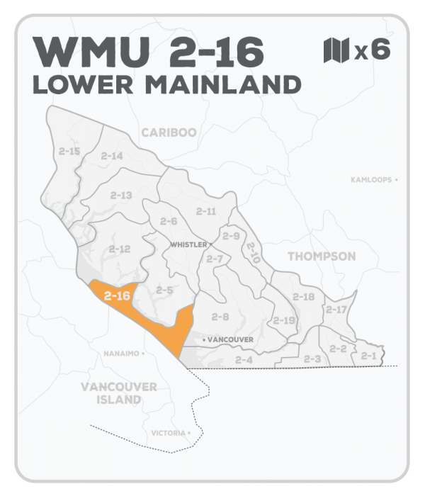 WMU 2-16 Hunting Bundle - Lower Mainland Region BC (6 maps) - Hunting Bundle
