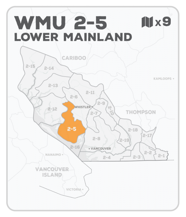 WMU 2-5 Hunting Bundle - Lower Mainland Region BC (9 maps) - Hunting Bundle