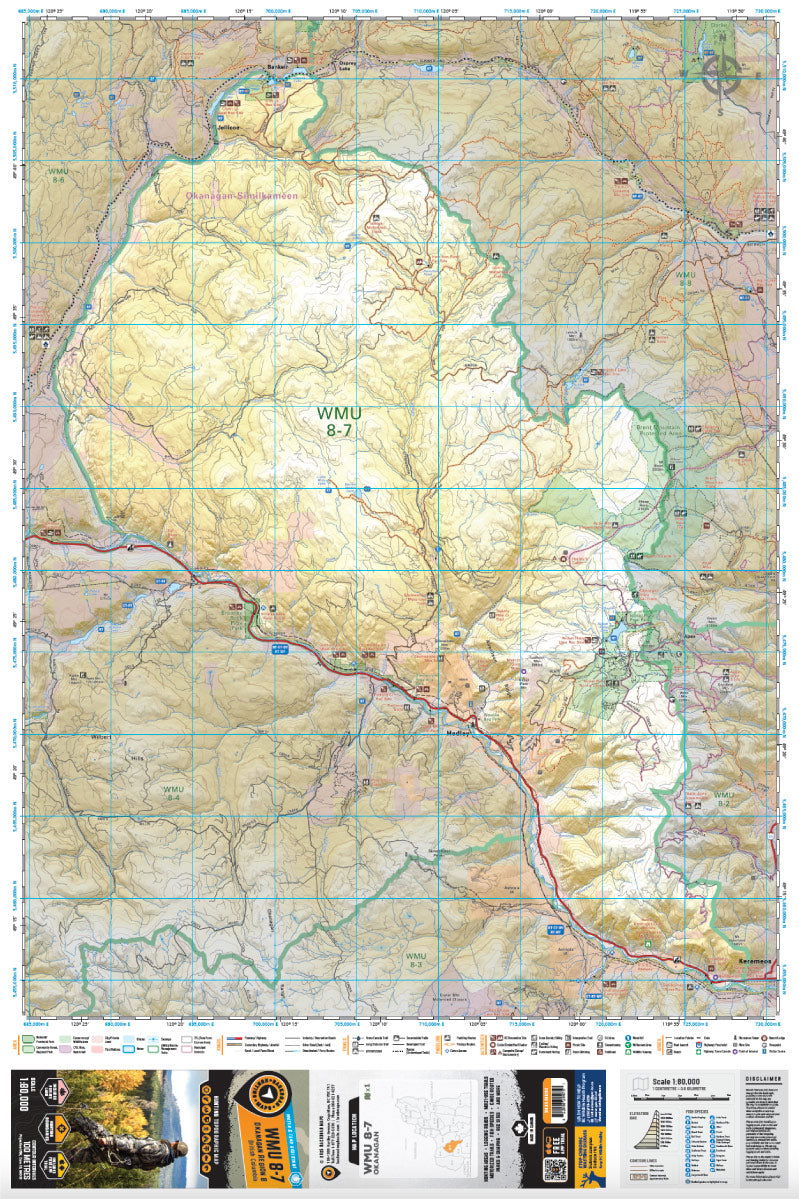 WMU 8-7 Okanagan Region - Hunting Topo BC - Backroad Maps
