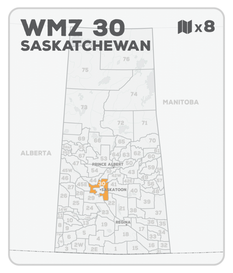 WMZ 30 Saskatchewan Hunting Maps Bundle (8 maps) - Hunting Bundle