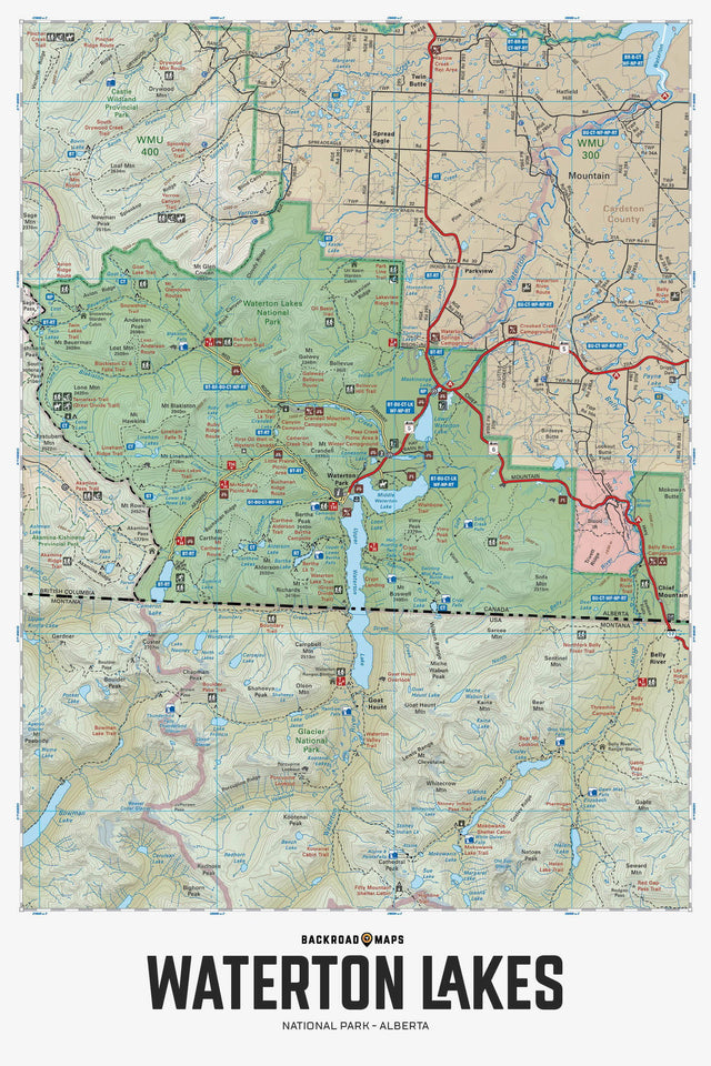 Waterton Lakes National Park AB - Wall Map - Backroad Maps