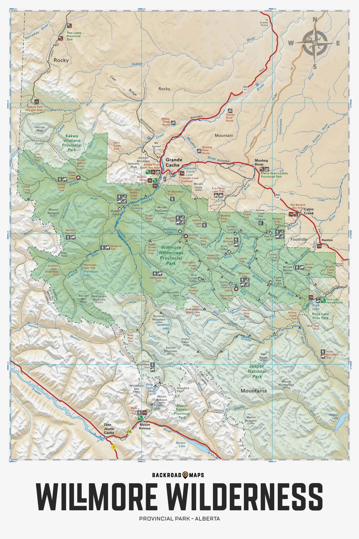 Willmore Wilderness Provincial Park AB - Wall Map - Backroad Maps