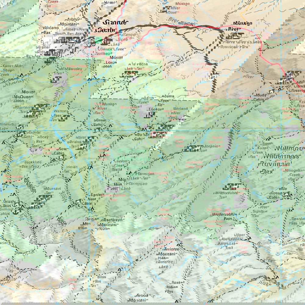 Willmore Wilderness Provincial Park Alberta - Park Map - Backroad Maps