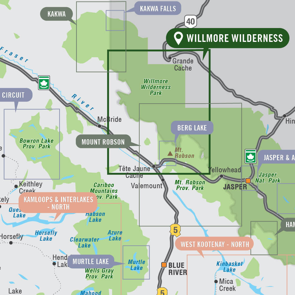 Willmore Wilderness Provincial Park Alberta - Park Map - Backroad Maps