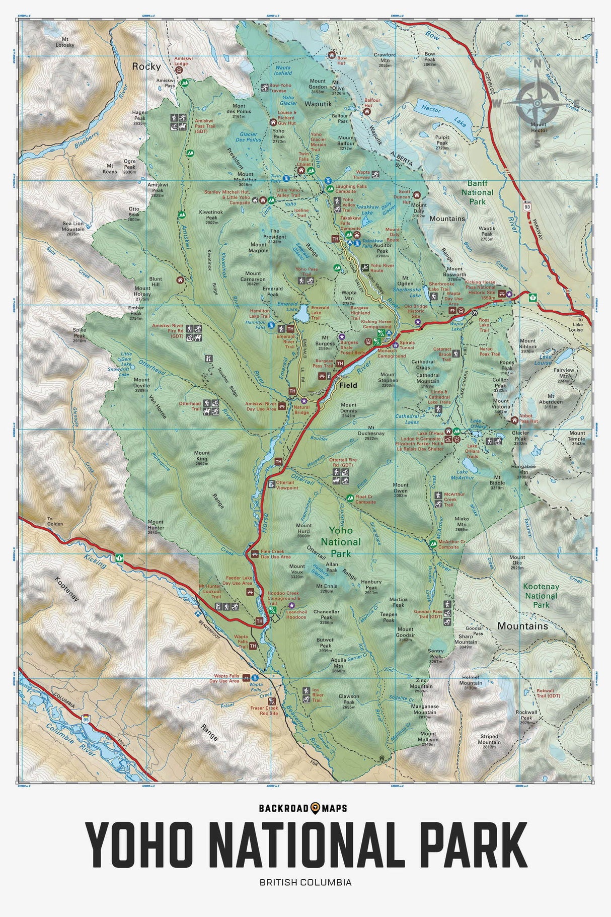 Yoho National Park BC - Wall Map - Backroad Maps