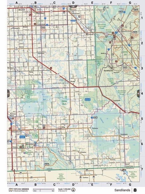 MBMB8 Wall Map - Sandilands - Backroad Maps