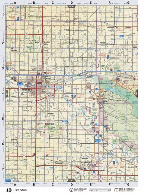 MBMB13 Wall Map - Brandon - Backroad Maps
