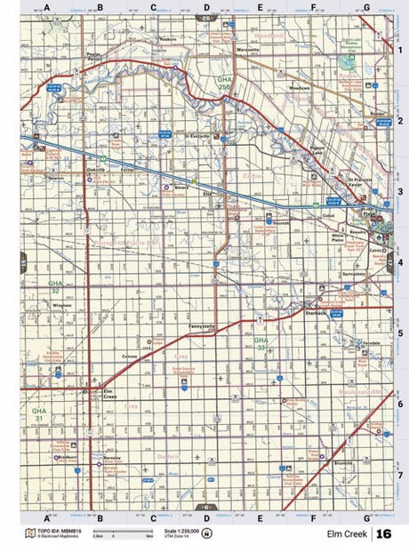 MBMB16 Wall Map - Elm Creek - Backroad Maps
