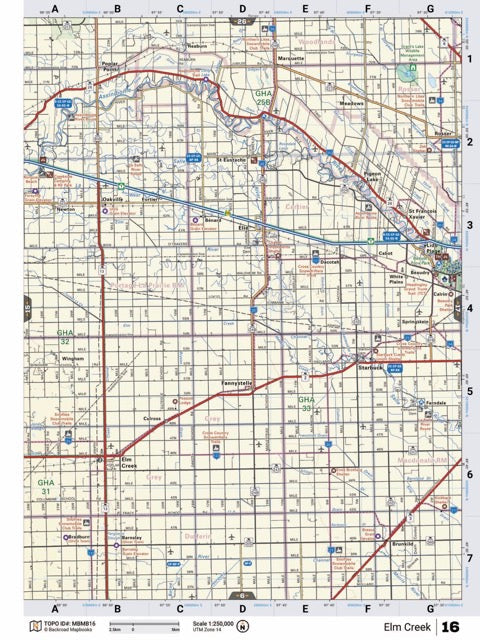 MBMB16 Wall Map - Elm Creek - Backroad Maps