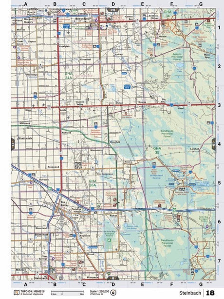 MBMB18 Wall Map - Steinbach - Backroad Maps
