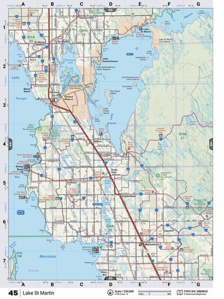 MBMB45 Wall Map - Lake St Martin - Backroad Maps