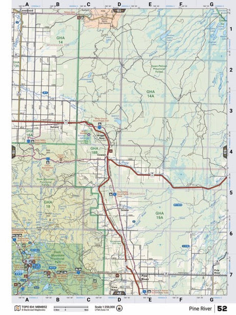 MBMB52 Wall Map - Pine River - Backroad Maps
