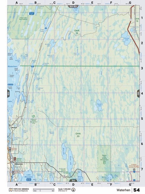 MBMB54 Wall Map - Waterhen - Backroad Maps