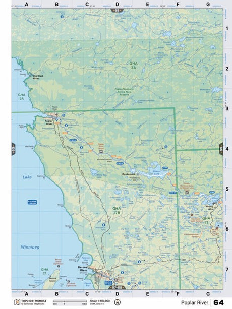 MBMB64 Wall Map - Poplar River - Backroad Maps