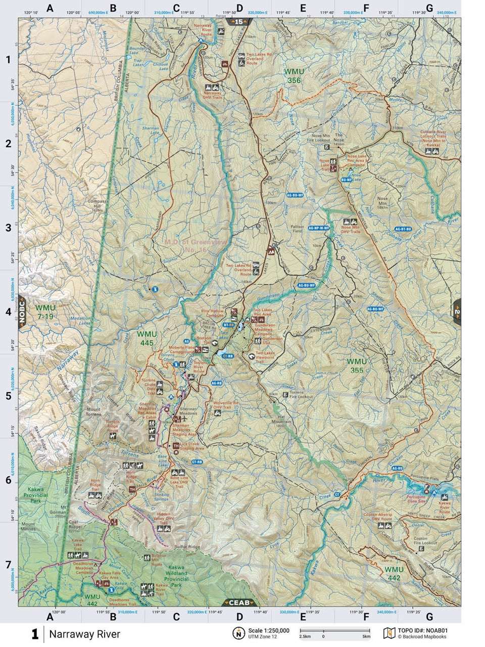 NOAB1 TOPO Map - Two Lakes - Backroad Maps