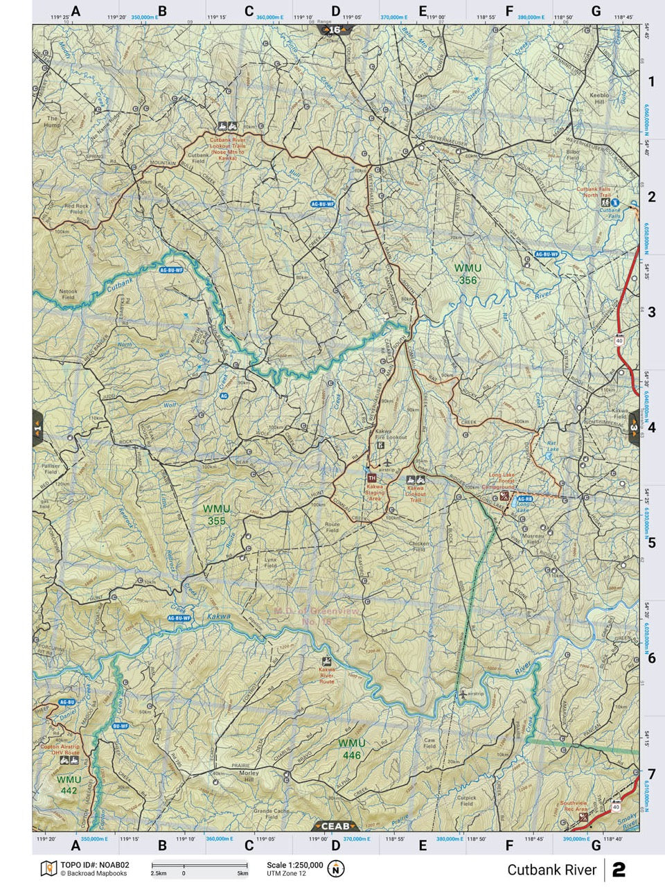 NOAB2 Wall Map - Cutbank River - Backroad Maps
